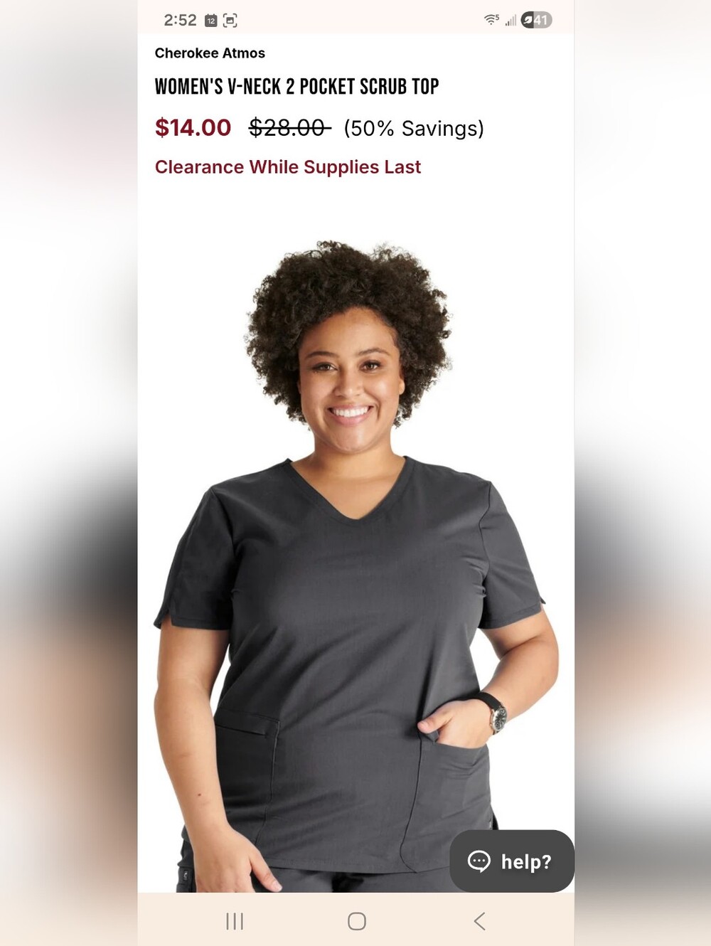 Cherokee Women's V-Neck Medical Scrub Top in Charcoal Gray